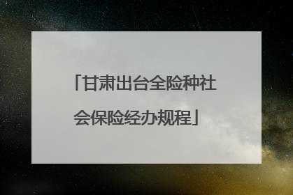 甘肃出台全险种社会保险经办规程
