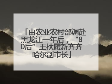 由农业农村部调赴黑龙江一年后，“80后”王杕履新齐齐哈尔副市长