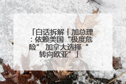 白话拆解丨加总理：依赖美国“极度危险” 加拿大选择“转向欧亚”