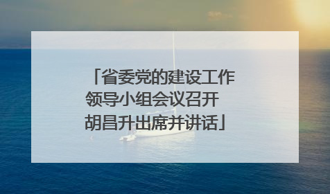 省委党的建设工作领导小组会议召开 胡昌升出席并讲话