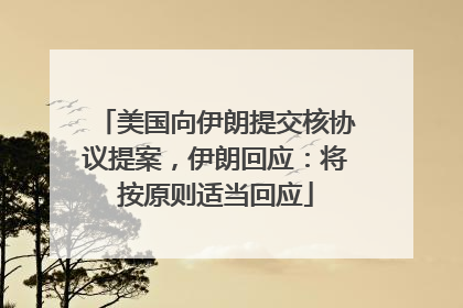 美国向伊朗提交核协议提案，伊朗回应：将按原则适当回应