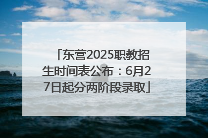 东营2025职教招生时间表公布：6月27日起分两阶段录取