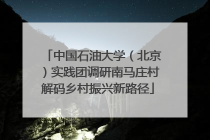 中国石油大学（北京）实践团调研南马庄村解码乡村振兴新路径