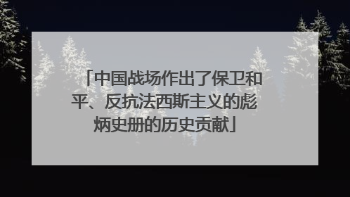 中国战场作出了保卫和平、反抗法西斯主义的彪炳史册的历史贡献