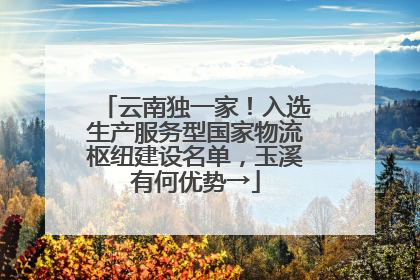 云南独一家！入选生产服务型国家物流枢纽建设名单，玉溪有何优势→