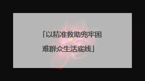 以精准救助兜牢困难群众生活底线