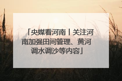 央媒看河南丨关注河南加强田间管理、黄河调水调沙等内容