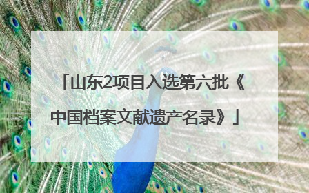 山东2项目入选第六批《中国档案文献遗产名录》
