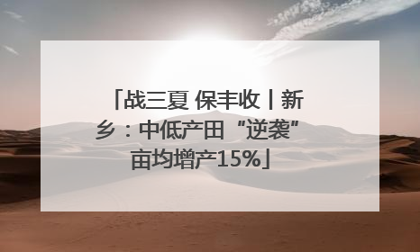 战三夏 保丰收丨新乡：中低产田“逆袭” 亩均增产15%