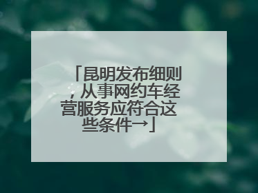 昆明发布细则，从事网约车经营服务应符合这些条件→