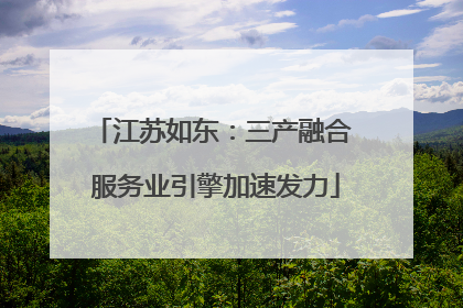 江苏如东：三产融合 服务业引擎加速发力