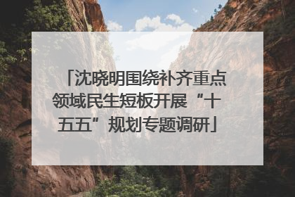 沈晓明围绕补齐重点领域民生短板开展“十五五”规划专题调研