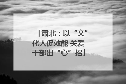 肃北：以“文”化人促效能 关爱干部出“心”招