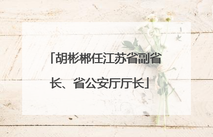 胡彬郴任江苏省副省长、省公安厅厅长