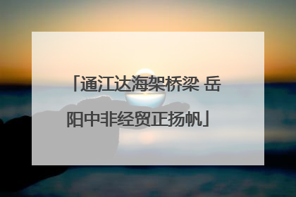 通江达海架桥梁 岳阳中非经贸正扬帆
