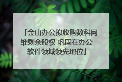 金山办公拟收购数科网维剩余股权 巩固在办公软件领域领先地位