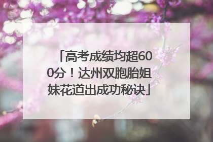 高考成绩均超600分！达州双胞胎姐妹花道出成功秘诀